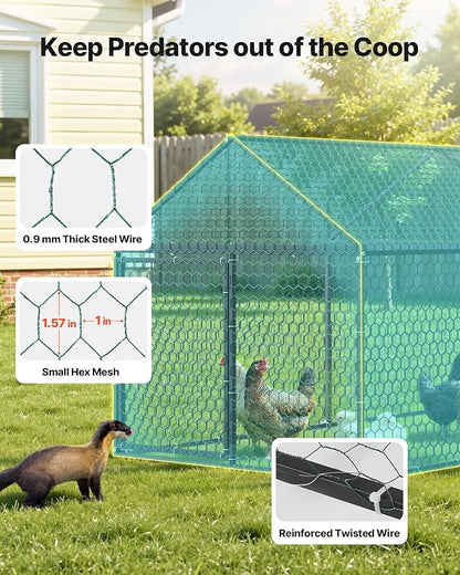 VEVOR Metal Chicken Coop for 6-8 Chickens, 3.3 x 9.8 x 3.3 ft, Small Chicken - Image 5