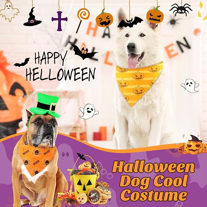 Preboun 50 Pcs Halloween Dog Bandanas Bulk Pumpkin Ghost Bandanas - Image 2