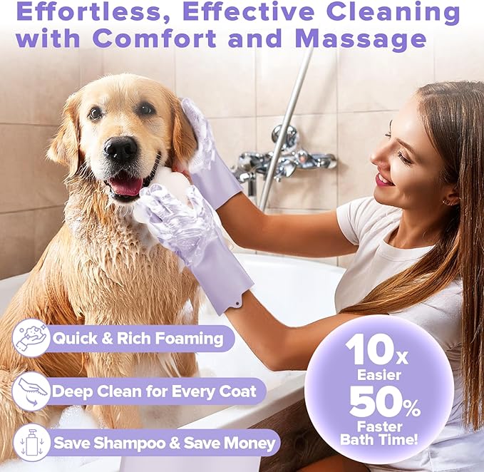 Augwind 6PCS Pet Grooming Kit for Dogs, Cats and Horses | Dog Washing Gloves | - Image 2