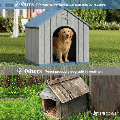 Large Dog House Outdoor Indoor for Medium Large Dogs, Durable Plastic - Image 3