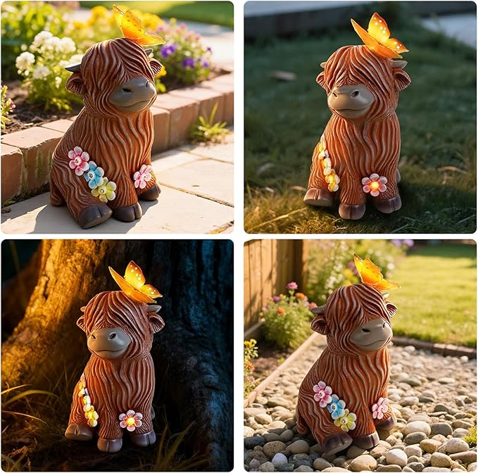 9.1" Highland Cow Garden Statue - Image 4