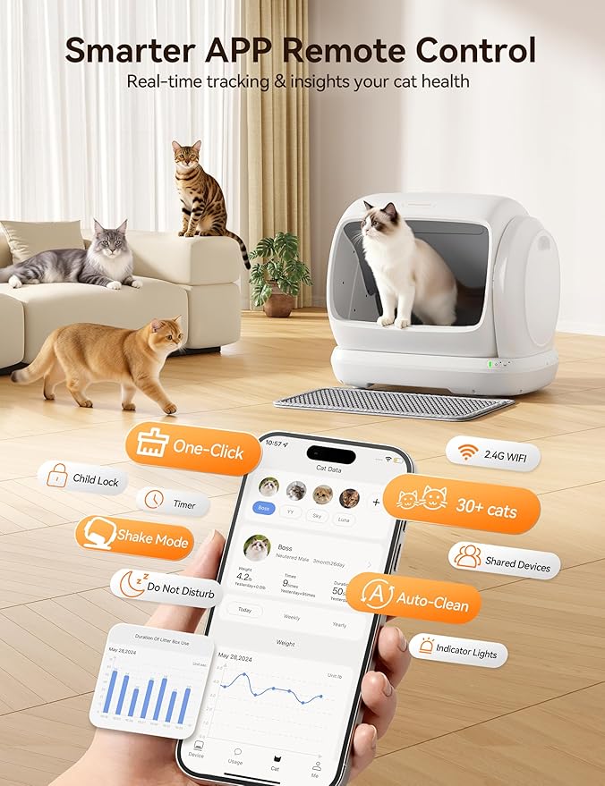 MeoWant Self-Cleaning Cat Litter Box, 106L Extra-Large Space Low Entrance - Image 4