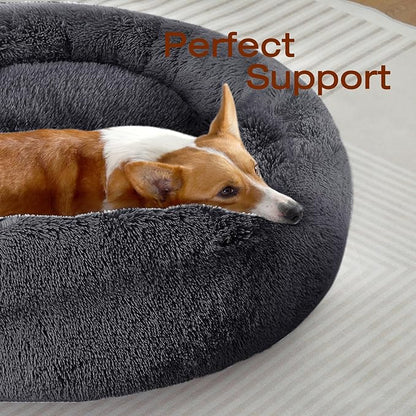 JOLLYVOGUE Dog Beds Large Sized Dog, Calming Anti-Anxiety Dog Bed, Fluffy Donut - Image 2