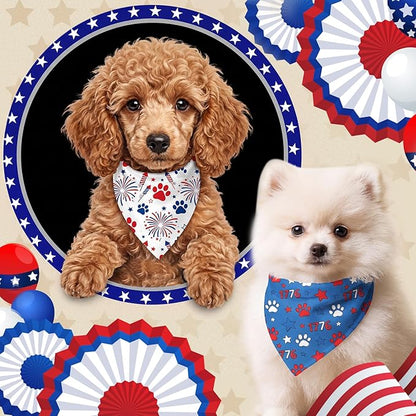 50 Pcs Patriotic Paw Print Dog Bandanas Bulk 4th of July Bandanas - Image 2