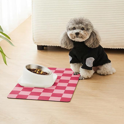 Checkered Dog Feeding Mat, Absorbent Mats - Image 2