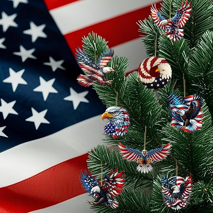 8 Pcs 4th of July Hanging Ornaments Eagle Independence Day Decorations Acrylic - Image 4