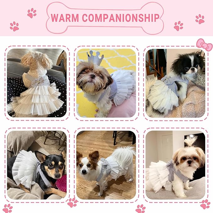 Dog Dresses, Fashion Pet Dog Clothes, Striped Mesh Puppy Dogs Princess Dresses - Image 4
