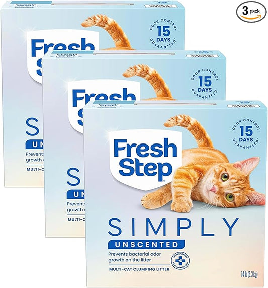 Fresh Step Simply Unscented Multi Cat Clumping Cat Litter, Low Dust, Odor by FreshStep