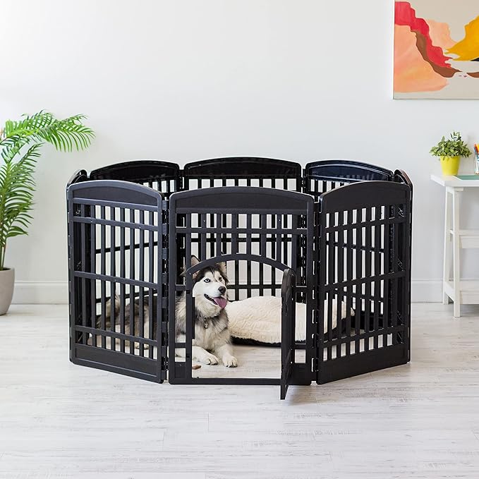 IRIS USA Dog Playpen with Door, 34” 8 Panel Pet Exercise Pen – Indoor Outdoor - Image 8