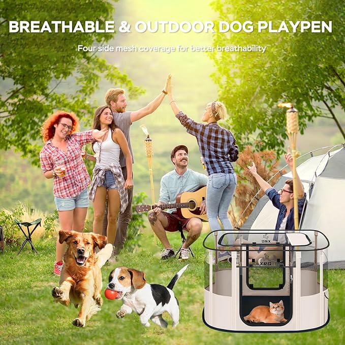 Dog Play Pen with Waterproof pad, Portable Dog Crates - Image 6