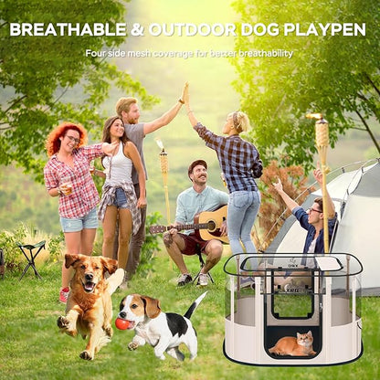 Dog Play Pen with Waterproof pad, Portable Dog Crates - Image 6