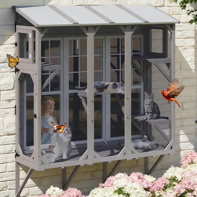 PetsCosset Cat Window Box Wooden Window Catio by PETSCOSSET