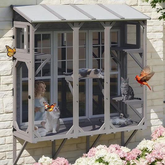 PetsCosset Cat Window Box Wooden Window Catio by PETSCOSSET