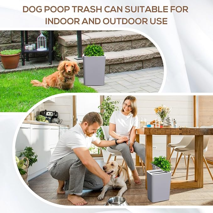 Jingmore Dog Poop Trash Can Outside 3.96 Gal/15 L Plant Styled Dog Waste Trash - Image 4