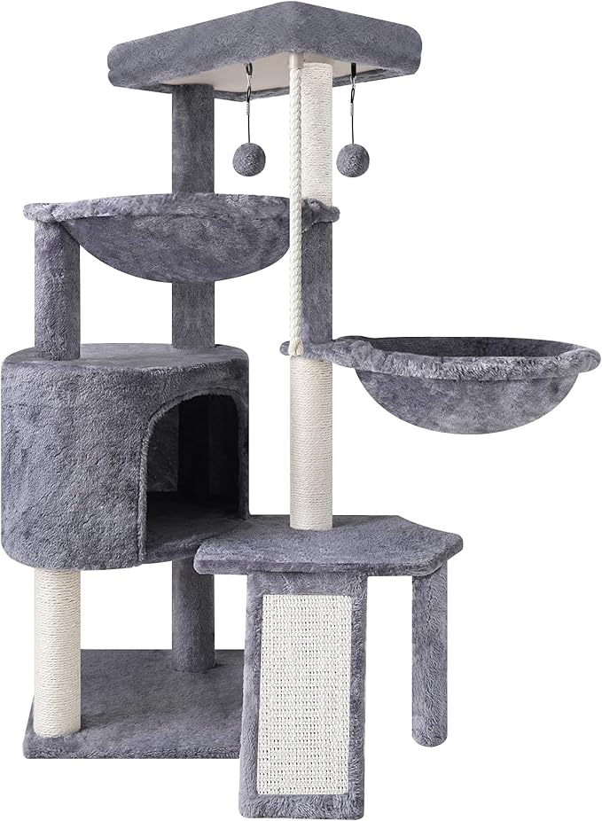 3-Tier Cat Tree with 2 Hammocks & Condo, Rope Ladder, Replaceable Hanging Balls by Unknown