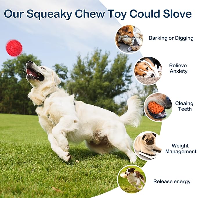 2 Pack Indestructible Squeaky Dog Balls - Image 5