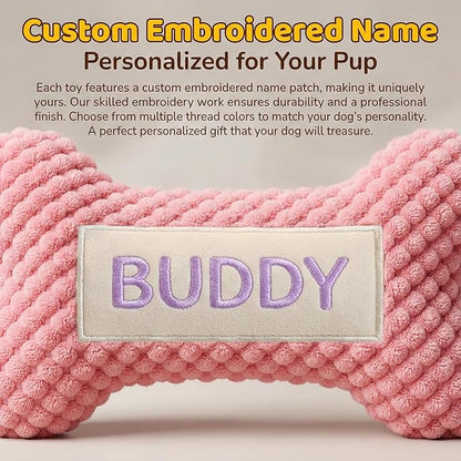 Personalized Dog Bone-Shaped Squeaky Toy – Custom Embroidered Name, Durable - Image 5