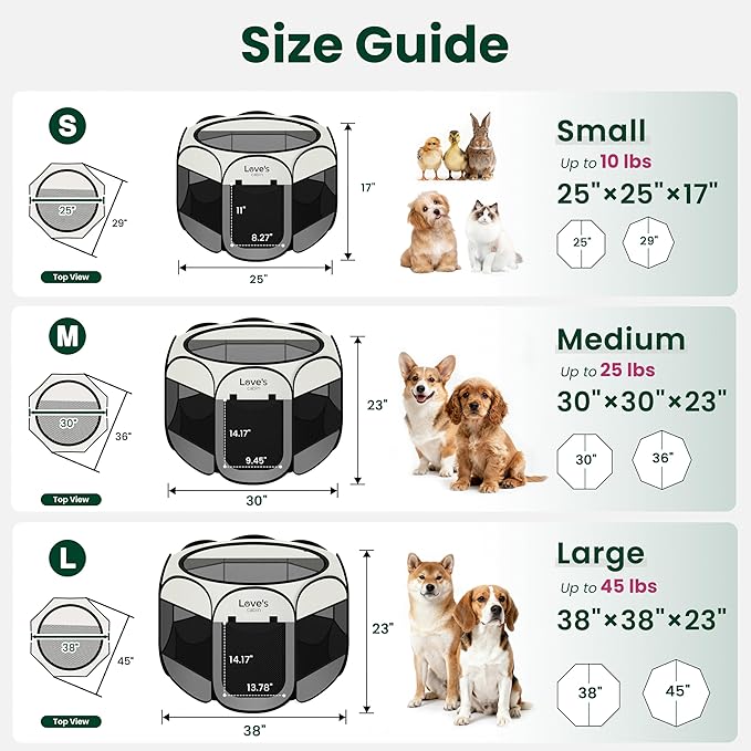 Love's cabin Dog Playpen with Washable Pee Pad, Puppy Pet Cat Playpen Small - Image 2