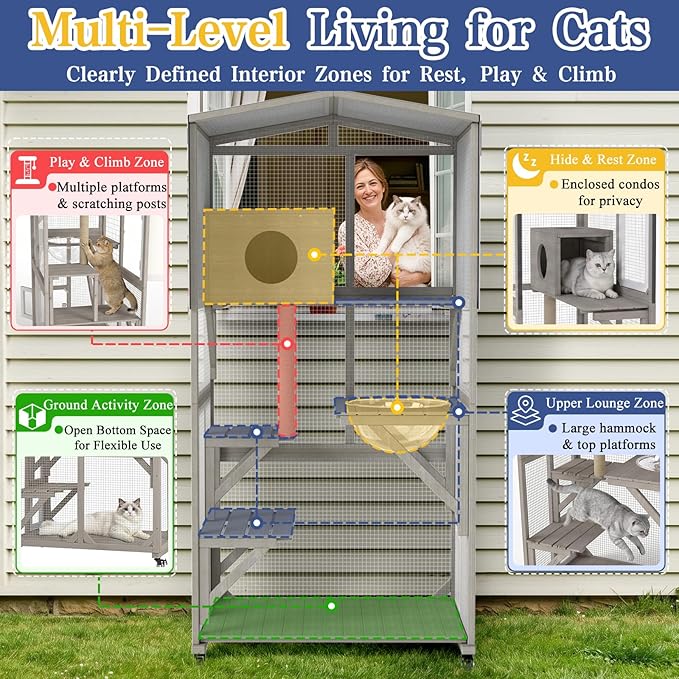 PetsCosset 66"H Large Catio Outdoor Cat Enclosure - Image 2