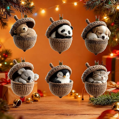 12 Pcs Pine Cone Animal Hanging Ornaments Christmas Tree Decor 2D Acrylic - Image 4
