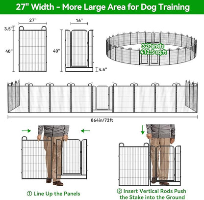 Dog Playpen Outdoor 32 Piece Panels Heavy Duty Dog Fence 40" Height Anti-Rust - Image 5