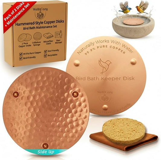 Copper Disc for Bird Bath & Maintenance Set, 99.9% Pure Copper Plate 0.8mm by WellnCozy