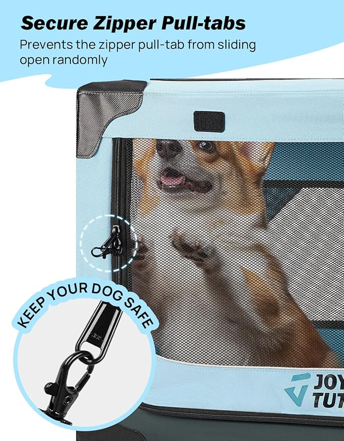 JOYTUTUS 26 Inch Collapsible Dog Crate, Steel Frame 8-Bar Foldable Soft Kennel - Image 3