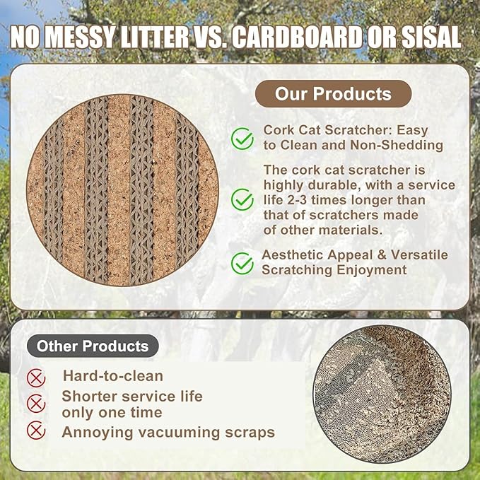 Natural Cork-Cat Scratch Pad-Cat Scratch Mat Rug-Avoid Cat Couch Protector-Cat - Image 3