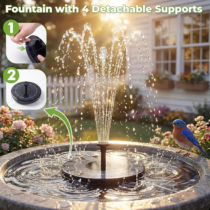 AISITIN 2.5W Solar Bird Bath Fountain Pump, Solar Fountain - Image 2