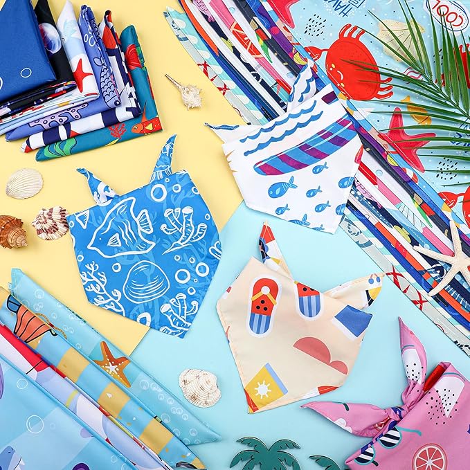 Huhumy 150 Pcs Ocean Dog Bandanas Bulk Summer Pet Bibs Triangle Ocean Themed - Image 6