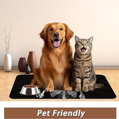 Funny Skull Skeleton Dog Food Mat - Image 6