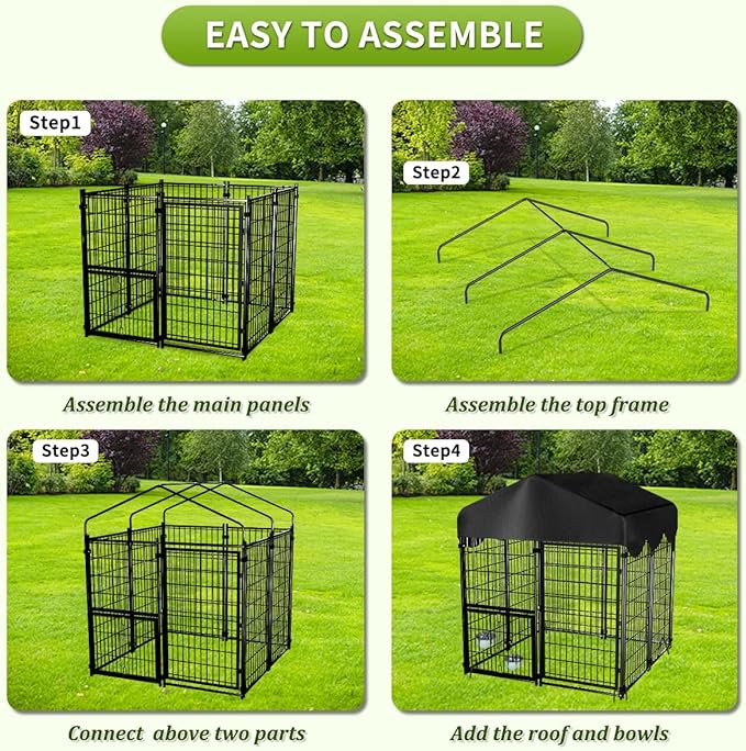Heavy Duty Dog Kennel Outdoor, Covered Dog Kennels Outside - Image 8