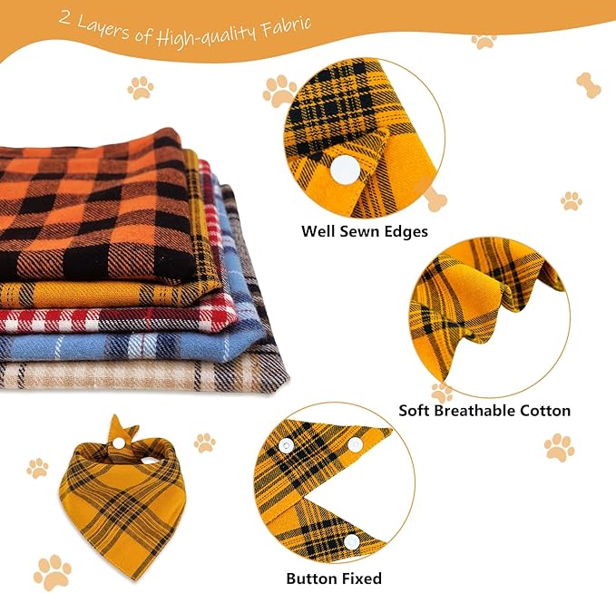 Classic Plaid Pattern Dog Bandana - Image 5