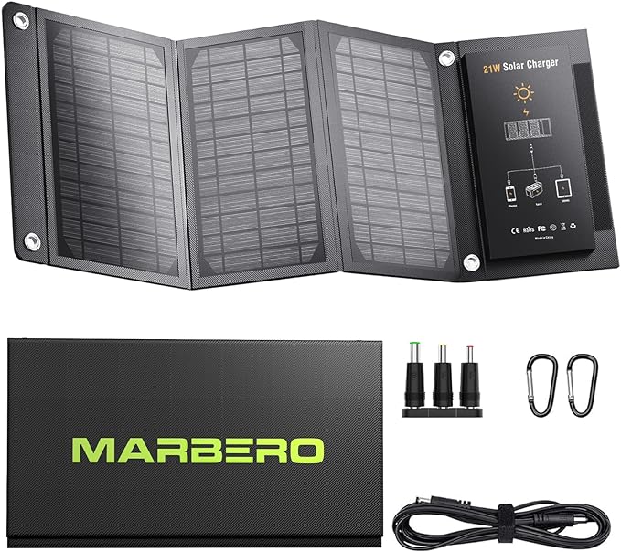 MARBERO 21W Portable Solar Panel Foldable Solar Panel Charger IP65 Waterproof by MARBERO