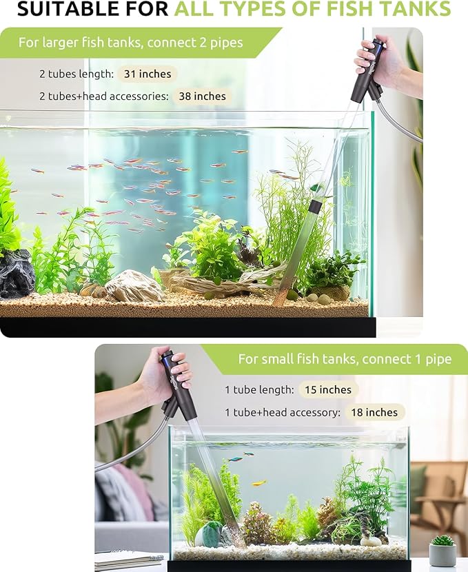 Aquarium Vacuum Gravel Cleaner Adjustable, Aquariums Siphon Fish Tank Cleaner - Image 8