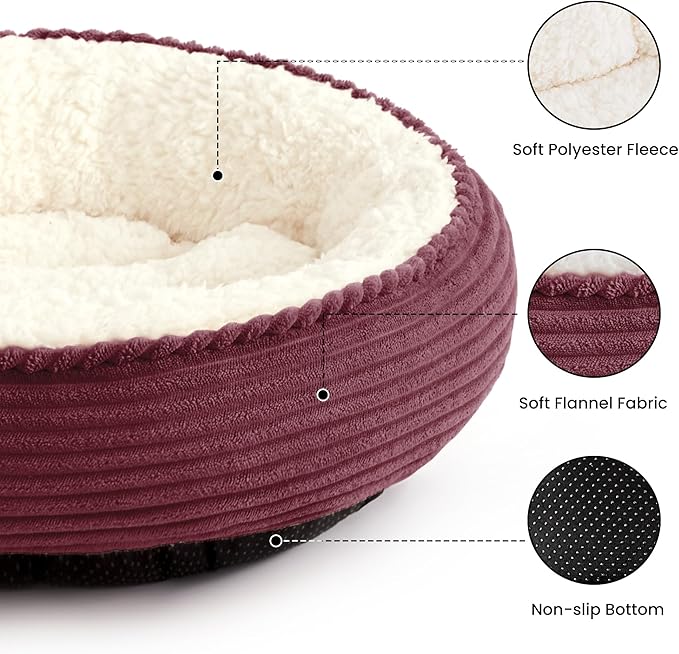 Love's cabin Round Donut Cat and Dog Cushion Bed, 24in Pet Bed - Image 2