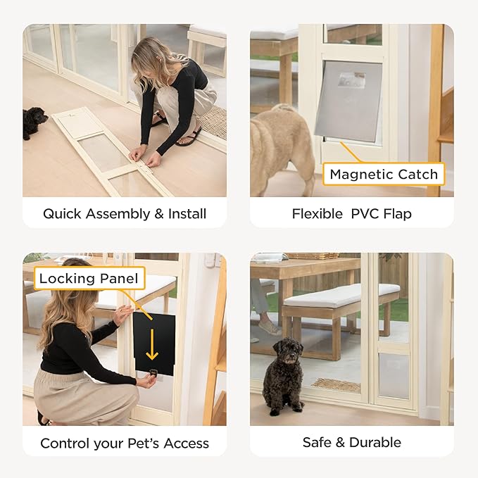 Hakuna Pets Cream Glass Patio Pet Door - Image 7