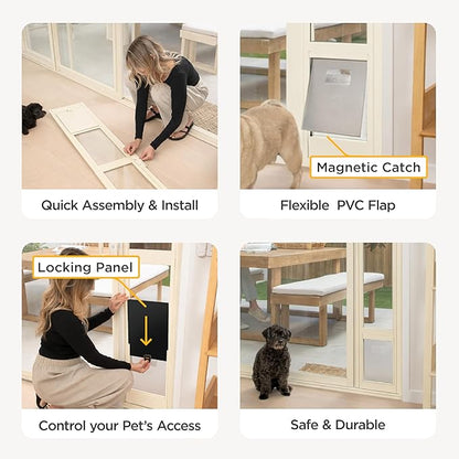 Hakuna Pets Cream Glass Patio Pet Door - Image 7