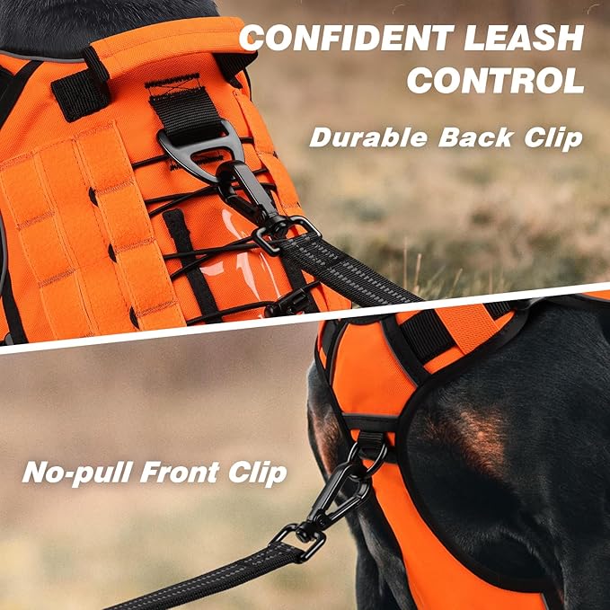 WINGOIN Orange Tactical Dog Harness - Image 2