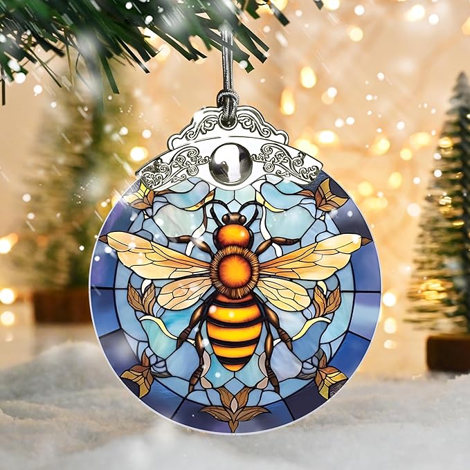 Stained Glass Christmas Ornaments, Jocidea Bee Ornaments - Image 5