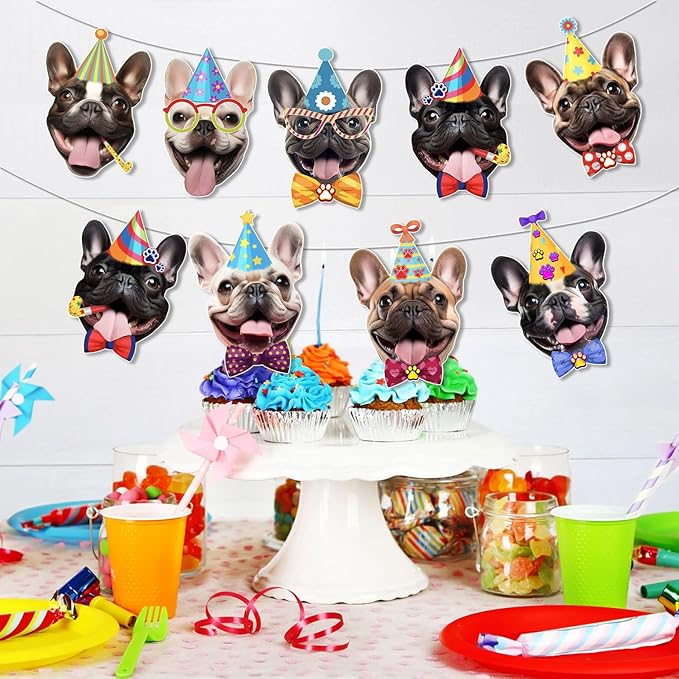 French Bulldog Birthday Garland — Photographic Frenchie Faces Birthday Banner - Image 2