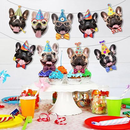 French Bulldog Birthday Garland — Photographic Frenchie Faces Birthday Banner - Image 2