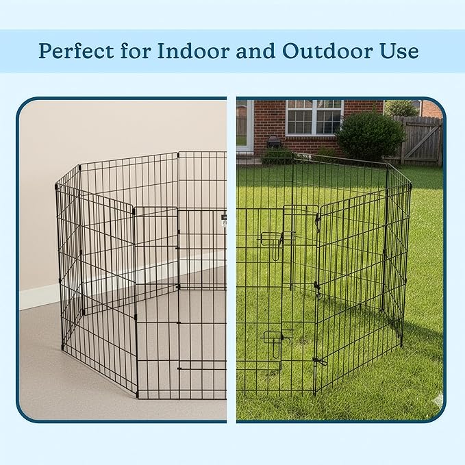 Dog Playpen - Foldable Metal Exercise Puppy Play Pen - Indoor/Outdoor Pen with - Image 5