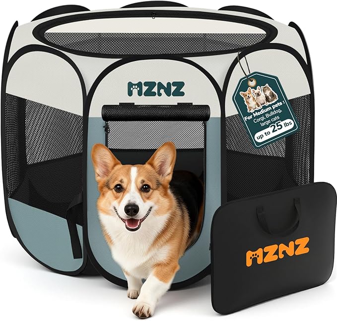 Dog Cat Playpen, Portable Puppy Pet Crate Indoors by MZNZ