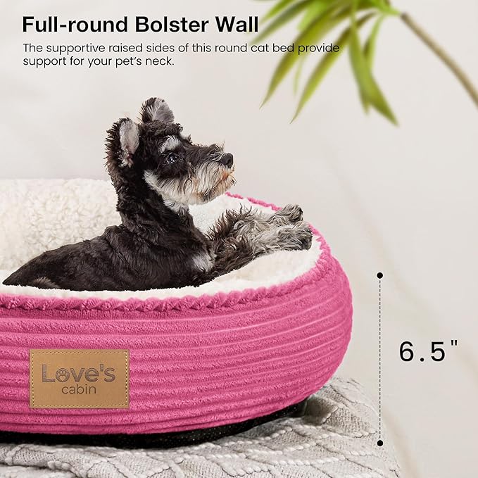 Love's cabin Round Donut Cat and Dog Cushion Bed, 24in Pet Bed - Image 5