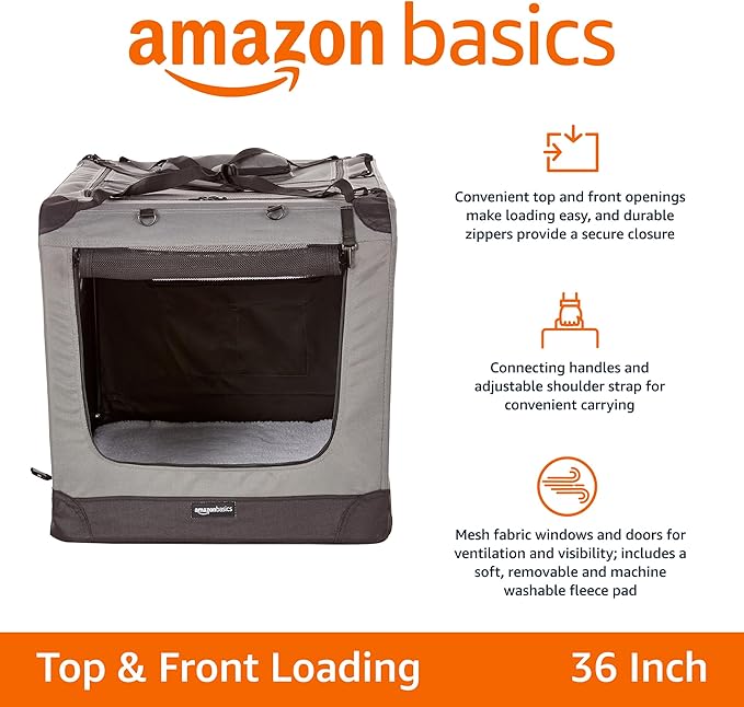 Amazon Basics Portable Folding Soft Pet Dog Crate Carrier Kennel - Image 2