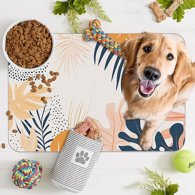 Boho Tropical Leaves Dog Food Mat - Image 7