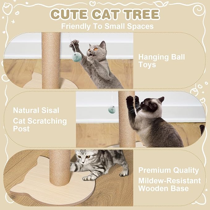 18” Tall Cat Tree for Kittens, Jute Scratching Post - Image 2
