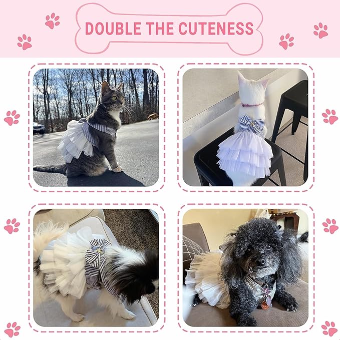 Dog Dresses, Fashion Pet Dog Clothes, Striped Mesh Puppy Dogs Princess Dresses - Image 5
