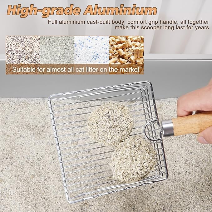Metal Cat Litter Scoop with Holder, Poop Scooper with Stand and 2 Rolls of - Image 3